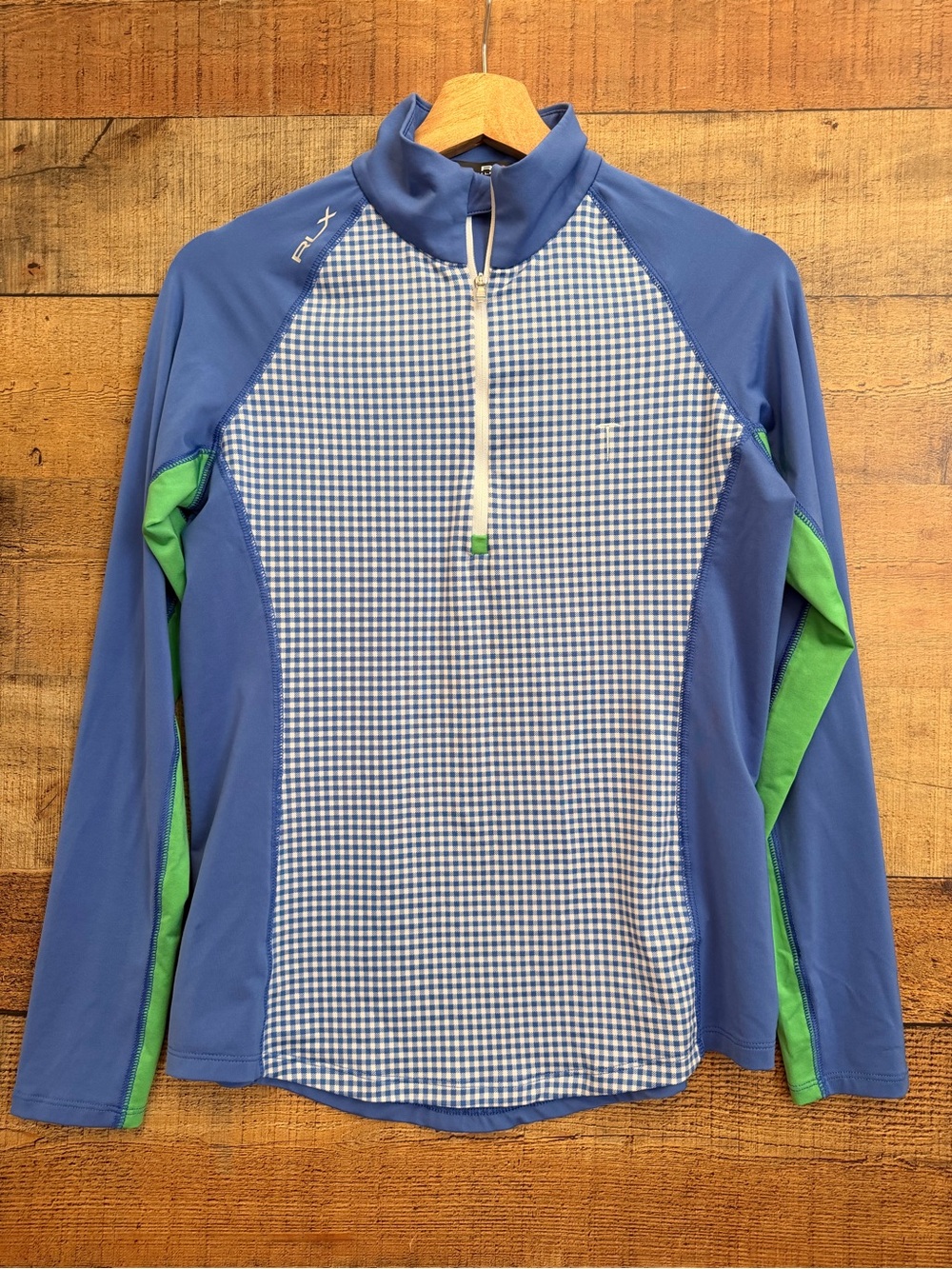 RLX Ralph Lauren Golf Blue Fitted Quarter Zip Long Sleeve Top
